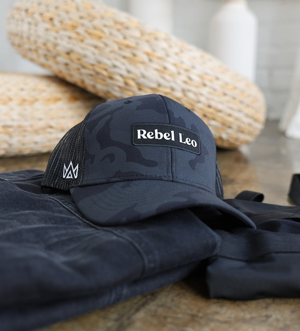 Rebel Leo Black Camo Hat